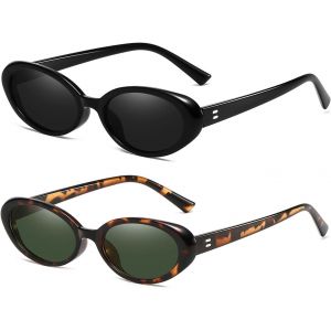 Petite Ovale Lunettes De Soleil Homme Femme, Vintage Lunettes De Soleil Ovale Années 90 Retro Rondes Protection Uv - Neuf