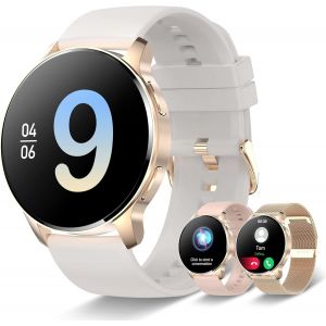 Montre Connectée Femme Avec Appel Bluetooth, 1.32"" Smartwatch Avec Fonction Féminine Fréquence Cardiaque Sommeil Podometre Spo2 Pression Artérielle, Etanche Montre Sport Ronde Pour Android I[Z913] - Neuf