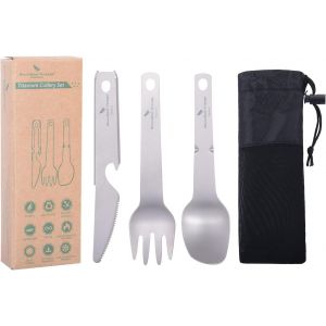 Senior-Ensemble De Couverts En Titane L'extérieur Le Camping Les Voyages Les Couteaux La Fourchette Le Décapsuleur Le Petit Ustensile Portable Et La Vaisselle Utilitaire Couverts De Réutilis[L1456] - Neuf