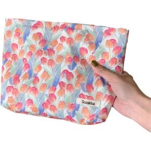 Floral Trousse De Toilette, Femme Voyage Sac &Agrave; Cosm&eacute;tiques &Agrave; Glissi&egrave;re, Trousse Maquillage Femme - Neuf