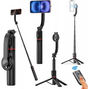 Amayo - Magsafe Smartphone Magnetic Selfie Stick - Bluetooth Remote Control - Magnetic Accessory For Iphone 12 13 14 15 Huawei, Samsung (Black) - Neuf