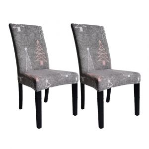 Lot de 2 housses de chaises de salle &agrave; manger extensibles et lavables pour prot&eacute;ger et d&eacute;corer - Neuf