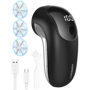JGD-Anti Bouloche &Eacute;lectrique, [Type-C+&Eacute;cran LED] Rasoir &Eacute;lectrique &agrave; Bouloches, Rasoir Anti Bouloche, 3 Lames Rempla&ccedil;ables,3 Vitesses R&eacute;glables,pour Laine V&ecirc;tements Canap&eacute;s Couvertures,Noir - Neuf