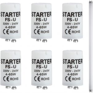 6 Pièces Starters Neon 4-65w/220-240v,Starter Tubes Neon Universels,Compatibles Avec Ampoules,Éclairage De Qualité,Allumage Instantané,Installation Facile Sans Outil,Durabilité Et Fiabilité - Neuf