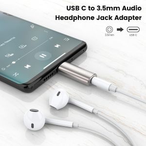 Usb C To 3.5mm Jack,Type C Adapter Headphone Auxiliary Microphone Dongle Zinc Alloy Audio High Resolution Compatible With Galaxy S24 S23 S22 Ultra S20 Fe A53 Note 20 Pixel 7.[G50] - Neuf