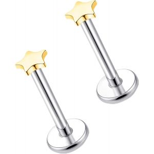 Kalanka-Boucles D'oreilles &Agrave; Tige En Titane Sans Filetage &Agrave; Dos Plat, 20 G, Pour Cartilage, Tragus, Labret, L&egrave;vre, M&eacute;duse, Conque, Bijoux Hypoallerg&eacute;niques Pour Homme Et Femme - Neuf