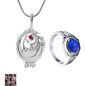 The Vampire Diaries Lot De 12 Bijoux Autocollants Elena Gilbert Avec Médaillon Ouvrant Verveine Collier Vampire Family Bague Klaus Mikaelson, Argenté[X5016] - Neuf