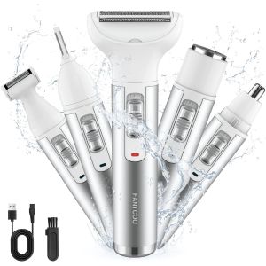 Oayew-Rasoir Electrique Femme, Tondeuse Femme Indolore, 5 En 1 Rasoir Indolore Avec 5 T&ecirc;tes Flottantes, Tondeuse &Agrave; Cheveux Sans Fil Rechargeable La Barbe, Bras, Jambes, Aisselles, Maillot - Neuf