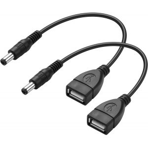 JGD-Lot de 2 c&acirc;bles convertisseurs DC 5,5 x 2,1 mm m&acirc;le vers USB femelle pour convertir divers DC et USB - Neuf