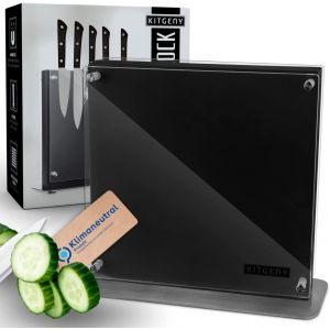 Mevronisshop-Bloc &Agrave; Couteaux Design Magn&eacute;tique - Porte-Couteaux Magn&eacute;tique En Bois D'acacia - Porte-Couteaux Magn&eacute;tique Antid&eacute;rapant Avec Disque De Protection - Noir Et &Eacute;l&eacute;gant - Bloc &Agrave; Couteaux Magn - Neuf