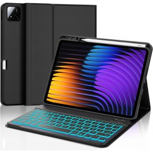 Coque Clavier Pour Xiaomi Pad 7 Pro 11,2"" 2024, Rétroéclairage 7 Couleurs, Clavier Azerty Français Détachable Sans Fil Bluetooth Pour Xiaomi Pad 7/Xiaomi Pad 7 Pro 2024, Noir - Neuf