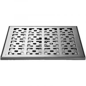 Siphon de douche carré brossé, siphon de sol en acier inoxydable avec grille amovible, passoire à cheveux, drain de douche de salle de bain, couvercle de siphon,20 x 20cm - Neuf
