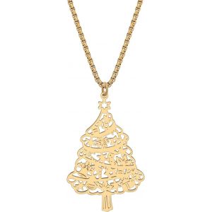 Kal-Collier De Noël En Acier Inoxydable Plaqué Or 18k Pour Les Femmes Et Les Filles Bijoux À Pendentifs Cadeaux Pour Décorations De Fêtes De Fin D'année - Neuf