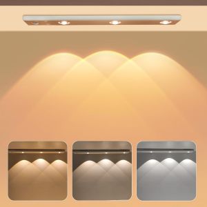 LED Placard Lights, Capteur de Mouvement, 4 Modes, Rechargeable par USB, avec la Bande Magnétique, pour Armoire, Placard et Escalier - Neuf