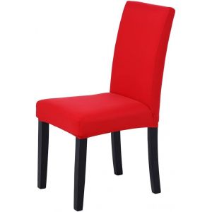 R Housse De Chaise Extensible 4 Pièces,Housse De Salle À Manger Amovible Lavable Housse De Chaise Pour Salle À Manger Bouquet De Mariage Moderne,Hôtel,Décor De Restaurant (Rouge,4 Pièces) - Neuf