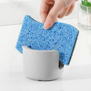 Eryi-Support D'éponge En Diatomite Pour Évier De Cuisine, Porte-Éponge En Pierre À Séchage Rapide, Étagère Pour Éponge En Pierre Absorbant L'eau Pour Cuisine Et Salle De Bains, Petite - Gris Clair - Neuf
