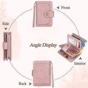 CAUC-Portefeuille Femme Vintage en Simili Cuir - Porte Monnaie Zipp&eacute; avec 16 Cartes et RFID Blocage - Portefeuille Moyen Cadeau &Eacute;l&eacute;gant pour Femme (Coffret Cadeau Inclus) - Neuf