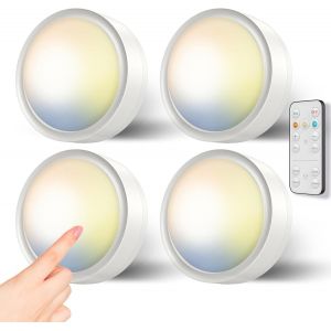 Spot Led Sans Fil À Piles, Dimmable 3 Couleurs Lampe Placard Avec Telecommande Spot Led Vitrine Autocollant Lumiere Cuisine Sous Meuble Adhesif Lampe Armoire Veilleuse Escalier Eclairage Chambre - Neuf