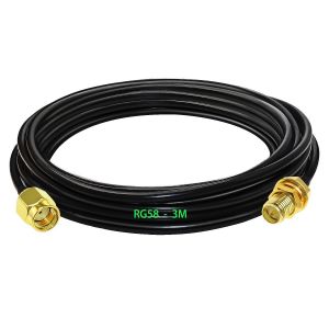 Adaptateur RP SMA M&acirc;le-Femelle,C&acirc;ble Coaxial RG58 3m,Rallonge Antenne WLAN,C&acirc;ble d'Extension pour Antenne (50 Ohm) - Neuf