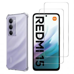 Coque antichoc pour Xiaomi Redmi 15 et 2 Verres Tremp&eacute; Film Protection Ecran Phonillico&reg; - Neuf