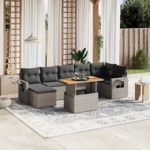 Prolenta Premium - Salon De Jardin 8 Pcs Avec Coussins Gris R&eacute;sine Tress&eacute;e - Neuf