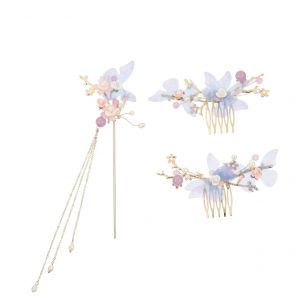 Ensemble De 2 Peignes &iquest;&iquest; Cheveux &iquest;&iquest; Pompons Longs, Accessoires Pour Cheveux En Alliage, Couleurs Assorties, 1 Pi&iquest;&iquest;Ce De Chaque - Neuf