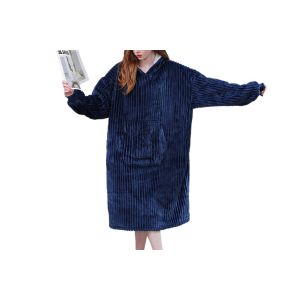 Sweat &Agrave; Capuche-Couverture Pour Femmes Et Hommes - V&ecirc;tement D'int&eacute;rieur En Flanelle &Eacute;paisse - Bleu Marine - Neuf