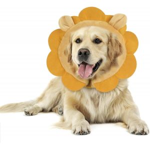 Collerette Souple Chien Gonflable, Protection R&eacute;glable Collier De Favoriser La R&eacute;cup&eacute;ration Pour Chien Chats Anti Lechage & Morsure Eu004 (L, Brown Lion) - Neuf