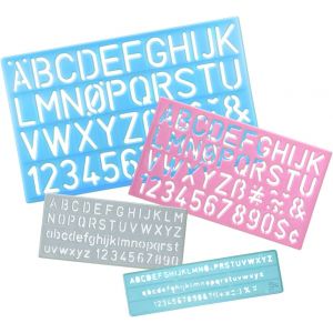 Mevronisshop-4 Pi&egrave;ces Normographe,Alphabet Enfants,Normographe Grandes Lettres,Pochoirs Enfants,Pochoirs Lettres,Pochoirs Lettres En Plastique Pour L'alphabet,Pour L'artisanat R&eacute;utilisable - Neuf