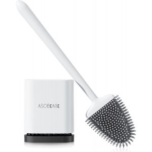 Kal-Brosse De Toilette, Brosse Wc En Silicone Avec Poils Flexibles, Brosse Wc Avec Support À Séchage Rapide Pour Salle De Bain, Blanc - Neuf