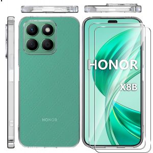 Kal-Coque Pour Honor X8b Verre Trempé Protection Écran Deux, Transparent Soft Silicone Tpu Absorption De Choc Et Anti-Scratch Housse Étui - Neuf