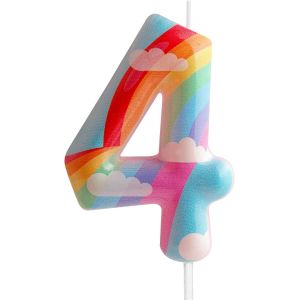 Chenquansarl-Bougies D'anniversaire 4 Ans En Forme De Chiffre 4 - Rose Arc-En-Ciel - Thème Nuage Arc-En-Ciel - Adorable Design Pour Gâteau D'anniversaire De Bébé Fille Et Garçon - Décorations De Mari - Neuf