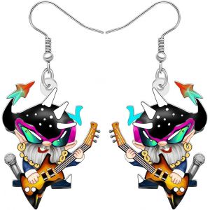 Kal-Boucles D'oreilles Pendantes En Acrylique - Cadeau Amusant Pour Femme Et Fille - Guitare &Eacute;lectrique Gothique - Rock - Nain - Bijoux Pour Les Amateurs De Musique - Neuf