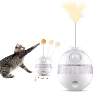 Letnerny-Jouet Pour Chat Tumbler Jouet Interactif Pour Chat Équipé Plume & Balle Design Oscillant À 360° Distributeur De Friand S Réglable Jouet Pour Chat Interieur Jouet Chat Canne A Pech - Neuf