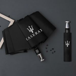 Parapluie Pliant De Voiture Avec Logo Maserati, Parapluie De Voyage A Ouverture/Fermeture Automatique, Accessoire De Voyage Toutes Saisons - Neuf