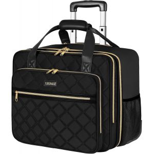 acdsgd-Sac a roulettes de Ordinateur Portable Femme, Malette &agrave; roulettes pour Femmes 17.3 Pouces, Sac &agrave; roulettes pour Enseignantes 10 Poches de Rangement, comme Cadeau pour M&egrave;re, Enseignante, Noir - Neuf