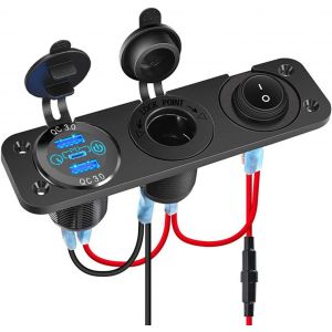 MEVRONISSHOP-Panneau de commutateur de Chargeur de Voiture, 12V-24 Doubles Ports USB QC3.0 + Port PD+ Panneau &agrave; Bascule Interrupteur Marche/arr&ecirc;t (B) - Neuf