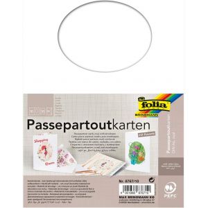 KALANKA-8767/10 Ovale de la découpe Passe-Partout Lot de 10 Cartes de Blanc - Neuf