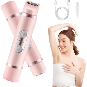 Hthed-Rasoir Électrique Femme 2-En-1 - Épilateur Visage & Corps - Tondeuse Intime Bikini - Sans Douleur - Rechargeable Usb - Lavable - Utilisation Sèche & Humide - Pour Maillot, Aisselles, Jambes - Neuf