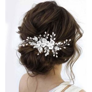 Kalvd-Mariée Fleur De Mariée Peigne De Cheveux De Mariée Pièces De Cheveux De Mariée Accessoires De Cheveux De Mariée Feuille Perle Headpieces De Mariée Pour Femmes Et Filles - Neuf
