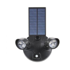 Lampadaire Ext&eacute;rieur Solaire &Agrave; Led Avec D&eacute;tecteur De Mouvement &Agrave; Double T&ecirc;te - Neuf