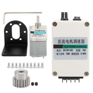 XYONG Moteur a engrenages CC a aimant permanent, faible vitesse, 24 V, XD37GB3530, support de regulateur (200 tr/min) - Neuf