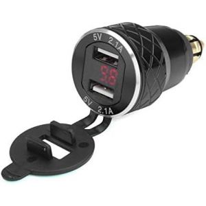 Ongi-12v-24v 4.2a Voltmètre Rouge Moto Double Chargeur Usb Din Socket Pour Bmw Moto-Noir - Neuf