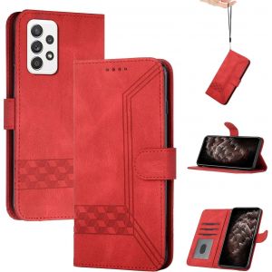 Kal-Store Handyh&uuml;lle F&uuml;r Samsung Galaxy A53 5g,Tpu Klapph&uuml;lle Schutzh&uuml;lle F&uuml;r,Lederh&uuml;lle Mit Standfunktion Und Kartenfach-Rot - Neuf