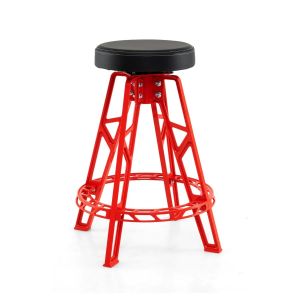 Tabouret de m&eacute;canicien haut 59 x 71,5 cm si&egrave;ge rembourr&eacute; 360&deg; confortable style moderne en aluminium rouge Helloshop26 20_0014175 - Neuf