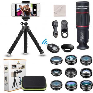 15 En 1 Kit De Lentilles De Caméra Universel Pour Téléphone 18X Téléobjectif Objectif Grand Angle,Macro,Fisheye Cpl Flux Étoile Radial Déclencheur À Distance Pour La Plupart Des Té[CAR785503] - Neuf