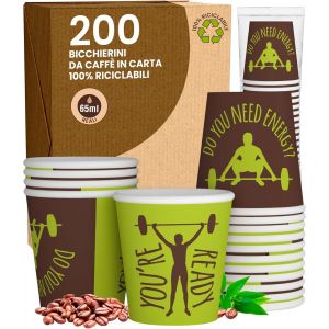 Kal-Lot De 200 Verres En Papier À Café 65 Ml Readycup Verres Écologiques Biodégradables Jetables Pour Petites Boissons Chaudes - Neuf