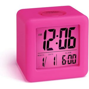 Réveil électronique, réveil pour enfants avec affichage de l'heure et de la date, réveil de voyage LCD portable, veilleuse de chevet. - Neuf