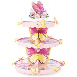 Pr&eacute;sentoir &Agrave; G&acirc;teau En Forme De Papillon-D&eacute;coration De G&acirc;teau D'anniversaire Pour Enfants Et Filles-3 &Eacute;tages-Support Pour Cupcake-Pour Anniversaire D'enfant-F&ecirc;te De Th&eacute;-Tour De - Neuf