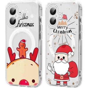 SJZG-2 Pi&egrave;ces No&euml;l Coque Magn&eacute;tique Pour Iphone 16 Plus 6,7'', Etui En Motif Dessin Cadeau De No&euml;l Compatible Avec Magsafe, Housse Christmas Silicone Tpu Bumper Cover Pour Iphone 16 Plus, No&euml;l 06 - Neuf